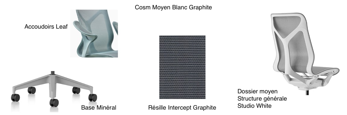 Cosm moyen leaf blanc graphite Herman Miller Le Buro HL